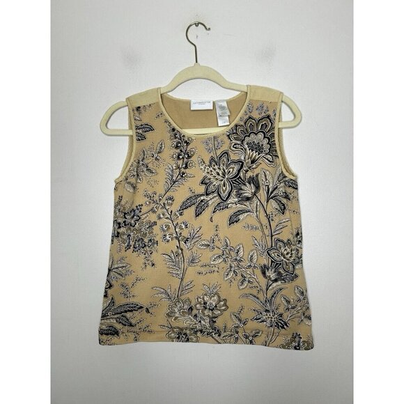 Liz Claiborne Liz Sport Brown Paisley Sleeveless Stretch Tank Top Size Medium - Picture 1 of 10